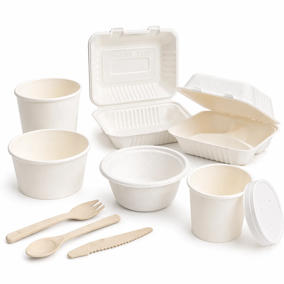 Selección de envases y cubiertos para celebraciones y pequeños eventos