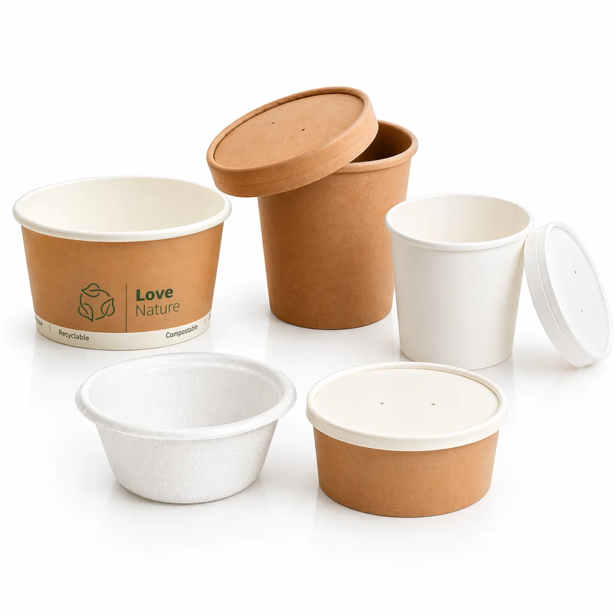 Vasos, tarrinas y tapas de papel